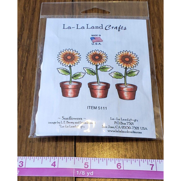 La-La Land Cling Mount Rubber Stamps 2.5"X3" Sunflowers, NEW - Picture 2 of 4
